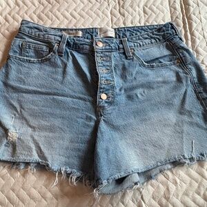 Denim button-fly shorts